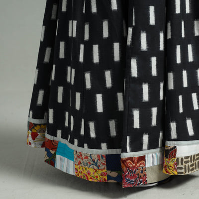 Black - 24 Kali Patchwork Cotton Pochampally Ikat Skirt 46