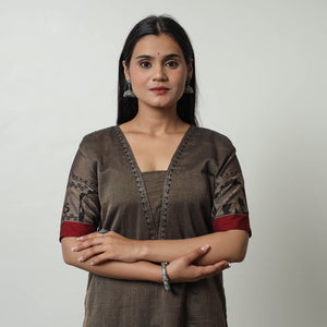 Brown - Dharwad Mercerised Cotton Straight Kurta 01