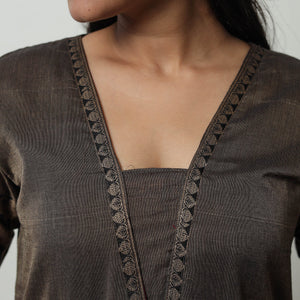 Brown - Dharwad Mercerised Cotton Straight Kurta 01