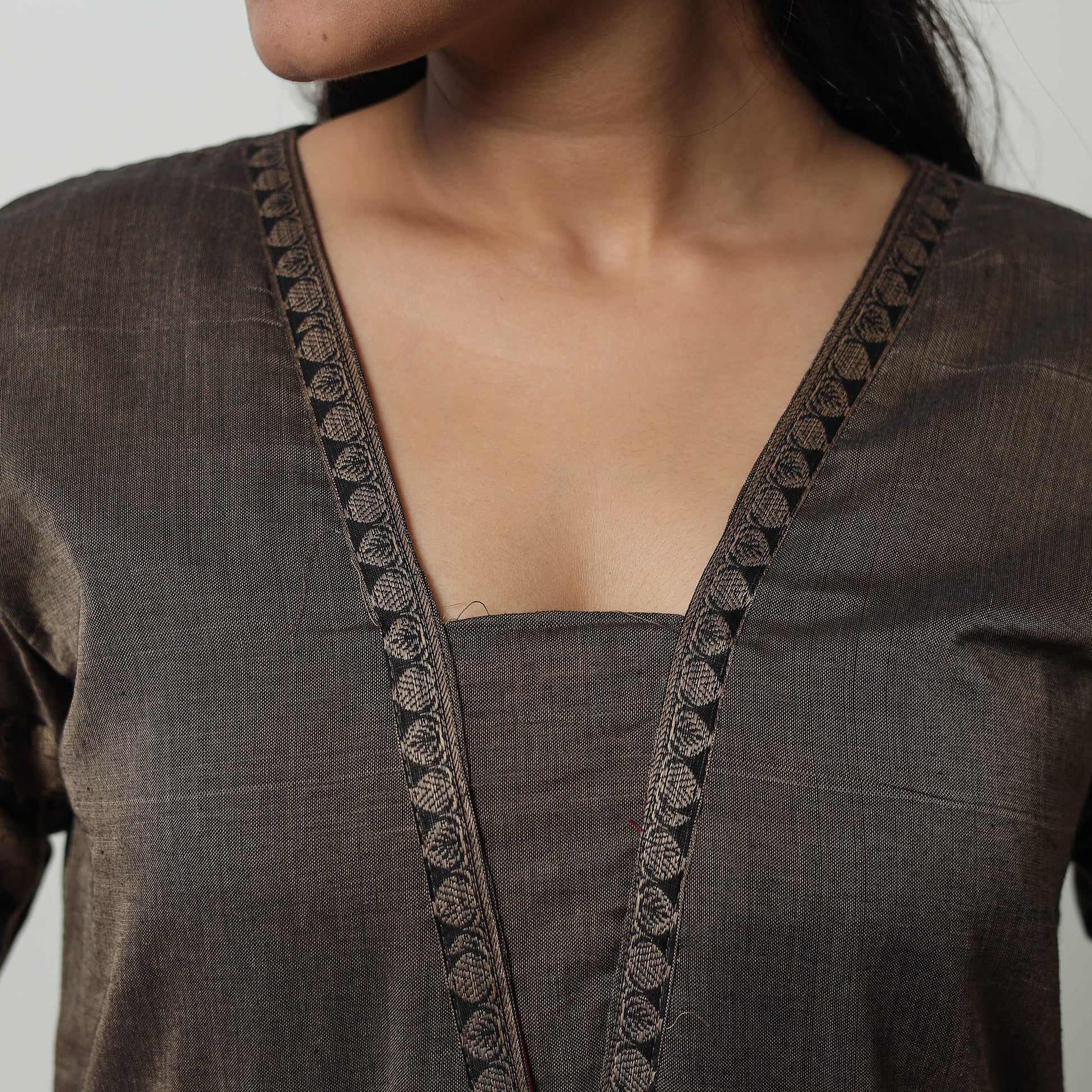 Brown - Dharwad Mercerised Cotton Straight Kurta 01