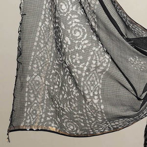Black - 3pc Block Print Kota Cotton Batik Dress Material 08