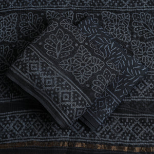 Black - 3pc Block Print Kota Cotton Batik Dress Material 03