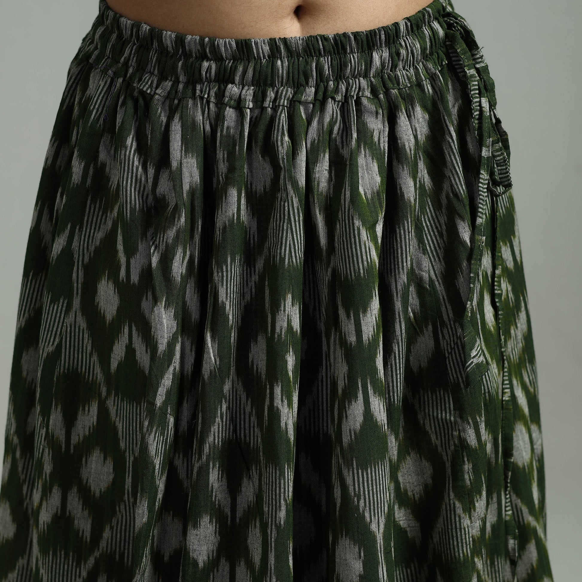 Green - 24 Kali Patchwork Cotton Pochampally Ikat Skirt 48