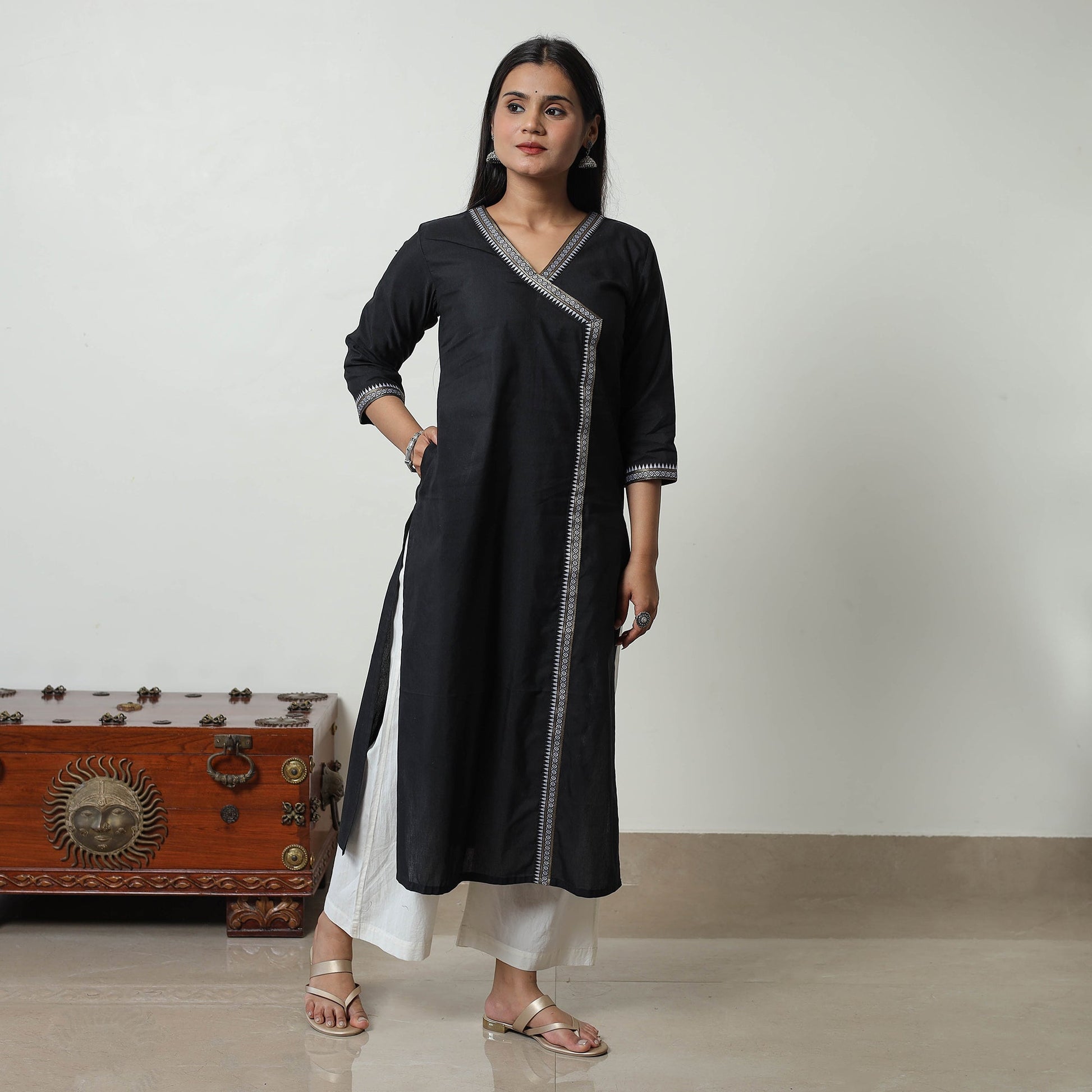 Black - Dharwad Cotton Straight Kurta 14