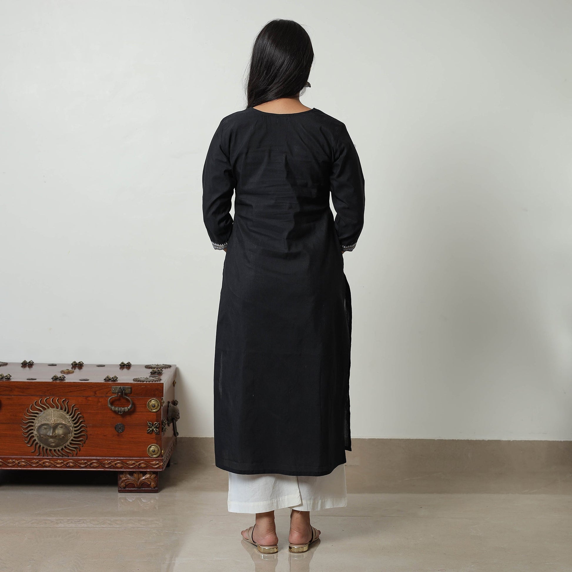 Black - Dharwad Cotton Straight Kurta 14
