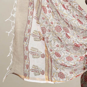 Brown - 3pc Sanganeri Block Print Kota Cotton Dress Material 14