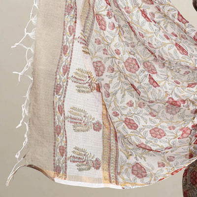 Brown - 3pc Sanganeri Block Print Kota Cotton Dress Material 14