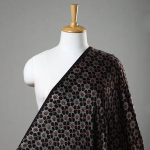 Black - Ajrakh Block Printed Natural Dyed Modal Silk Fabric 03