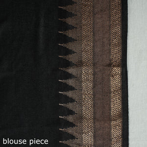 Black - Vidarbha Tussar Bamboo Cotton Handloom Zari Border Saree 20