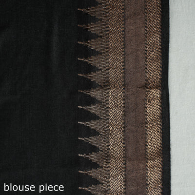Black - Vidarbha Tussar Bamboo Cotton Handloom Zari Border Saree 20