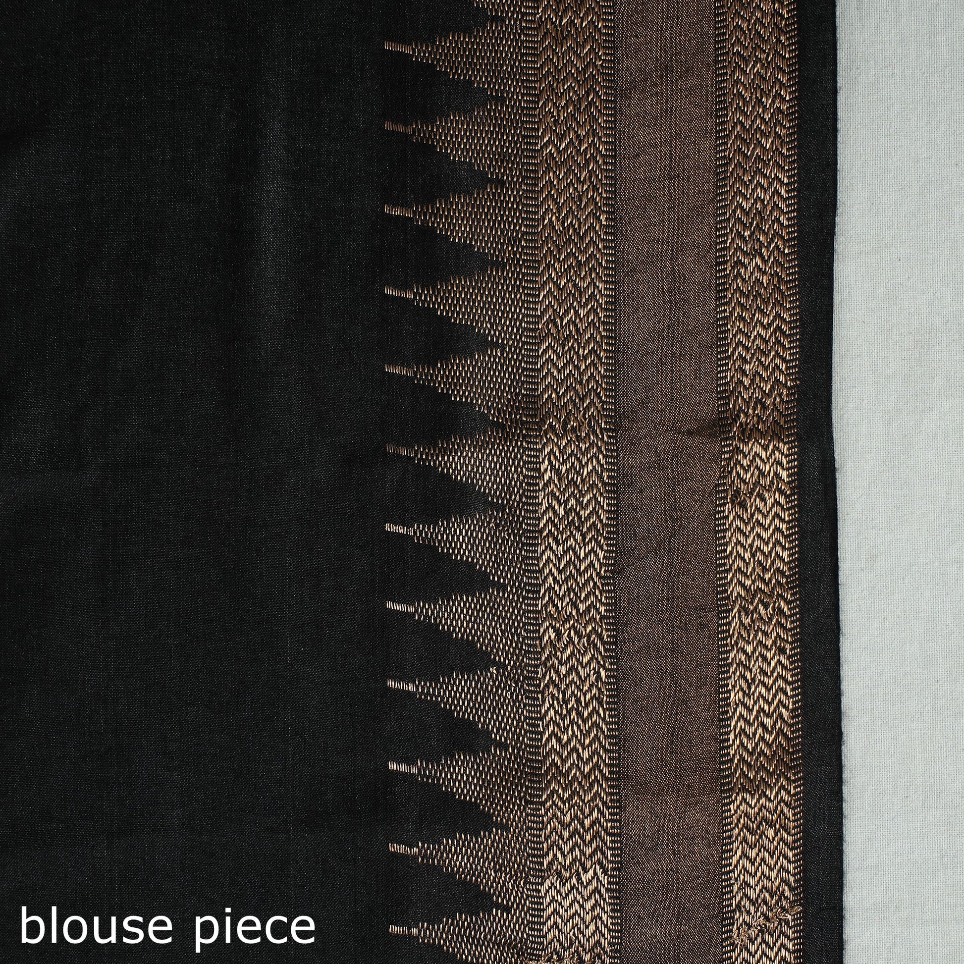 Black - Vidarbha Tussar Bamboo Cotton Handloom Zari Border Saree 20