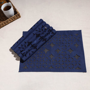 Blue - Applique Cut work Cotton Table Mats (set of 6)
