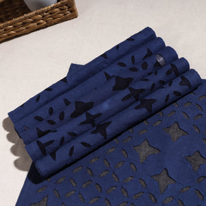 Blue - Applique Cut work Cotton Table Mats (set of 6)