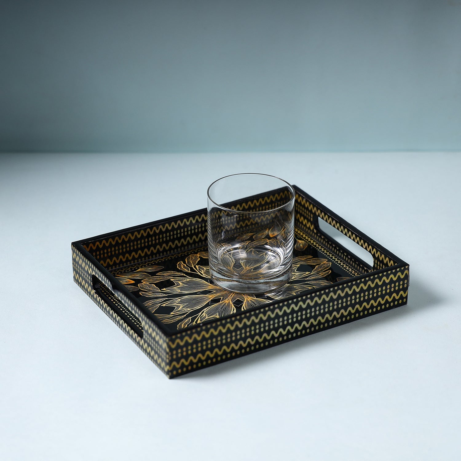 Black - Handcrafted Wooden Epoxy Resin Tray (9 x 7 in)