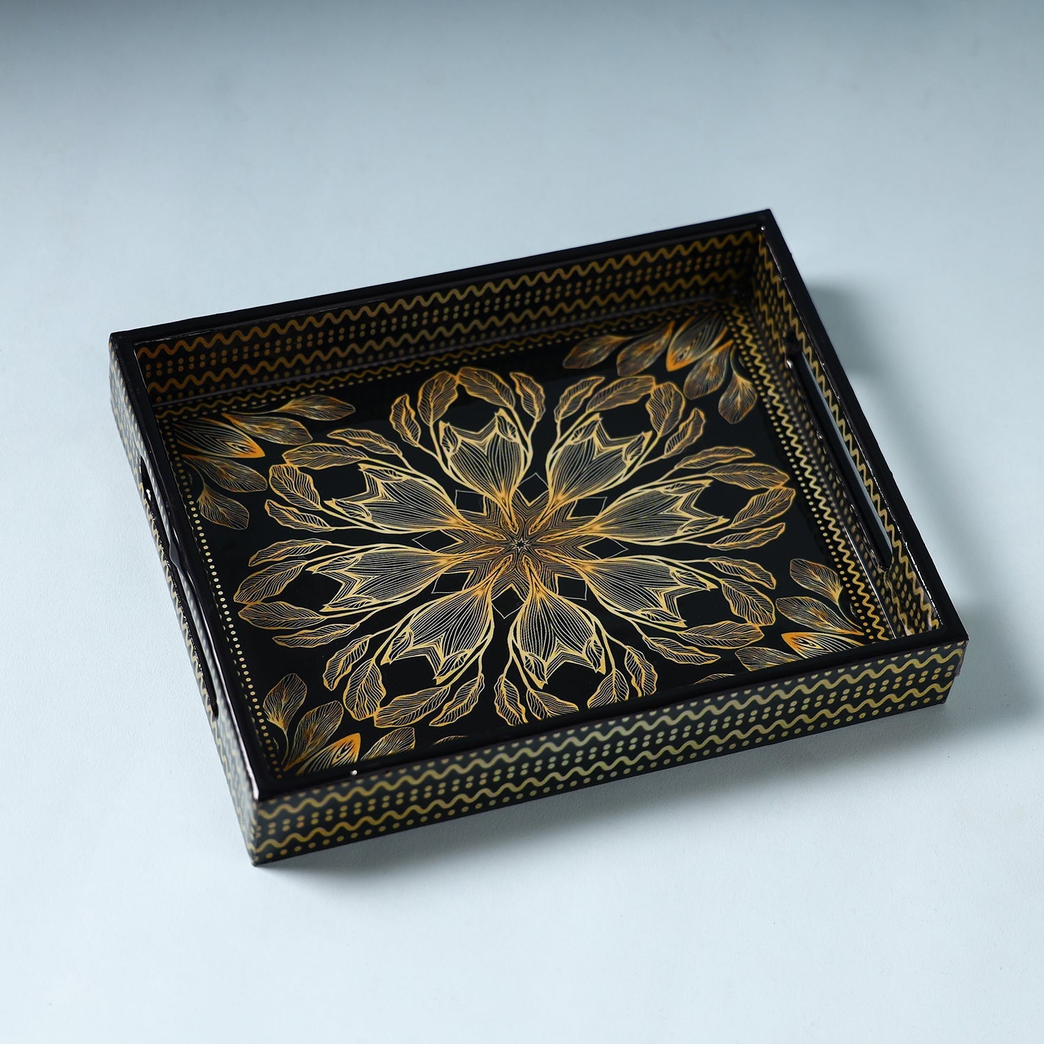 Black - Handcrafted Wooden Epoxy Resin Tray (9 x 7 in)