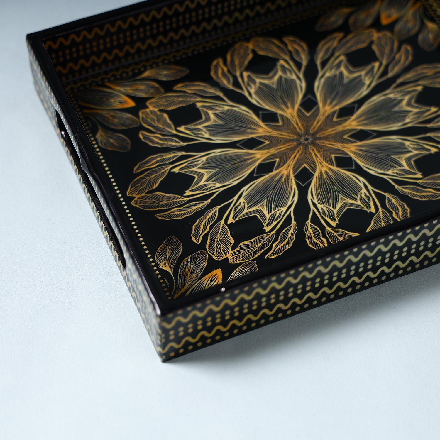 Black - Handcrafted Wooden Epoxy Resin Tray (9 x 7 in)