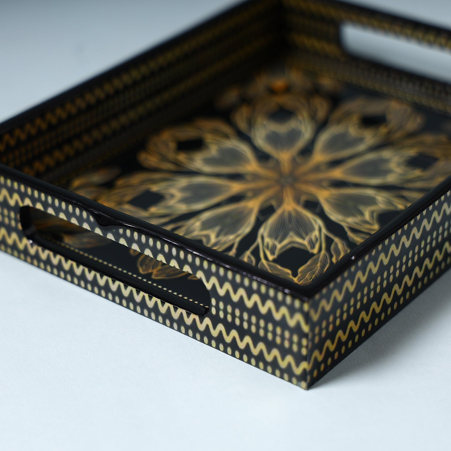 Black - Handcrafted Wooden Epoxy Resin Tray (9 x 7 in)