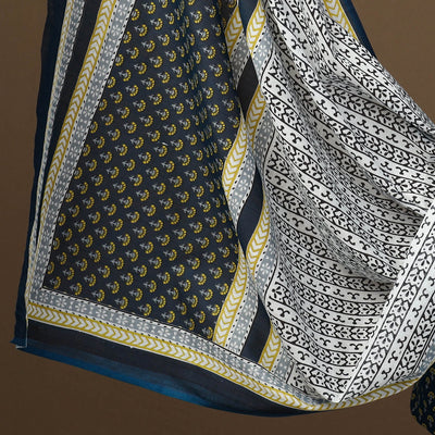 Blue - 3pc Sanganeri Block Print Cotton Dress Material 02