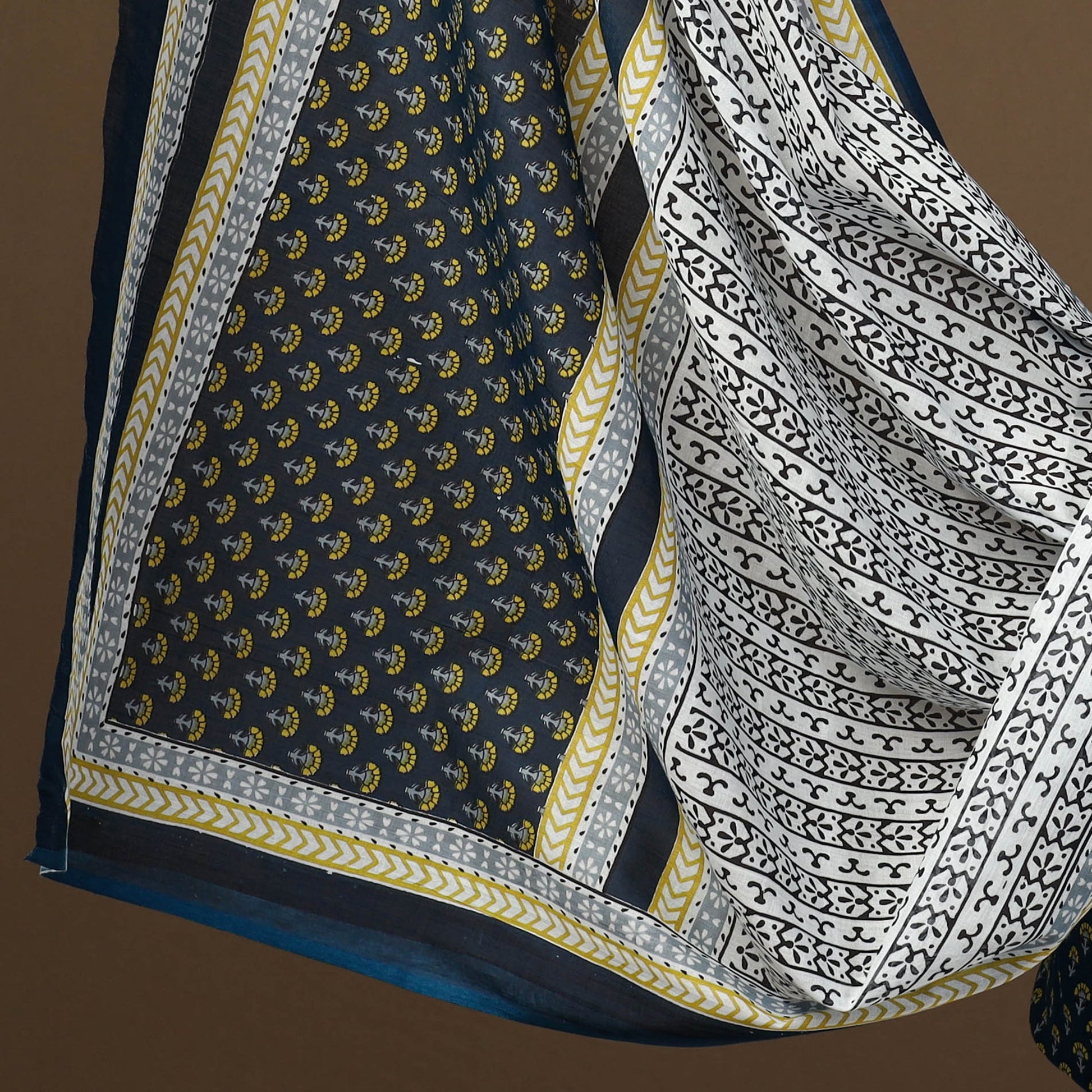 Blue - 3pc Sanganeri Block Print Cotton Dress Material 02