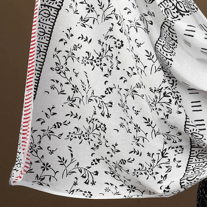 Black - 3pc Sanganeri Block Print Cotton Dress Material 03