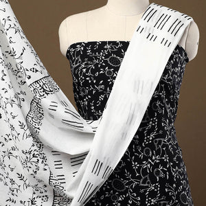 Black - 3pc Sanganeri Block Print Cotton Dress Material 03