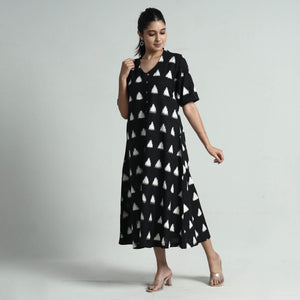 Black - Pochampally Double Ikat Weave Cotton Dress
