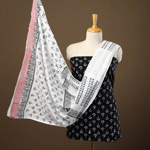 Black - 3pc Sanganeri Block Print Cotton Dress Material 06