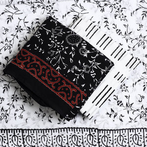 Black - 3pc Sanganeri Block Print Cotton Dress Material 03