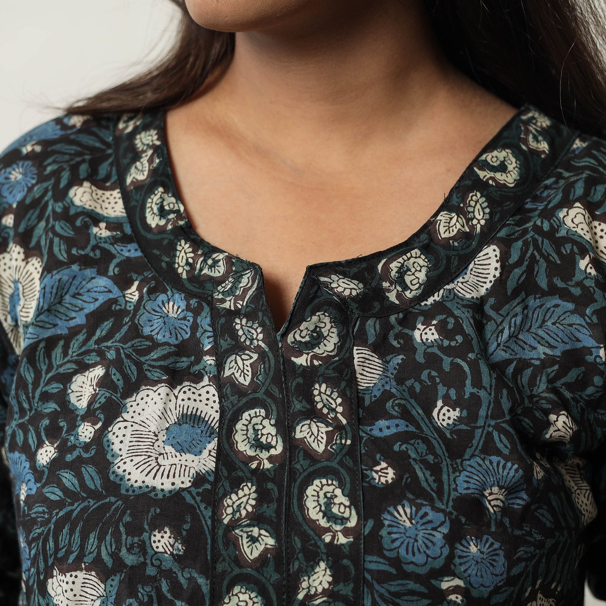 Black - Jahota Block Printed Cotton Straight Kurta 13