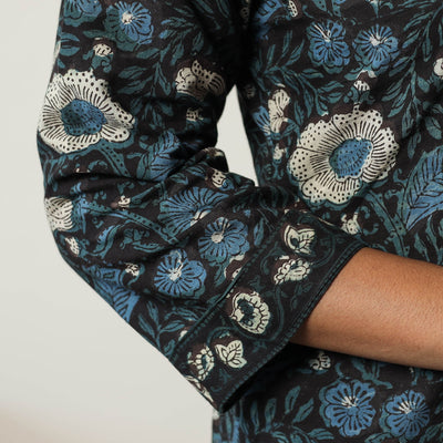 Black - Jahota Block Printed Cotton Straight Kurta 13