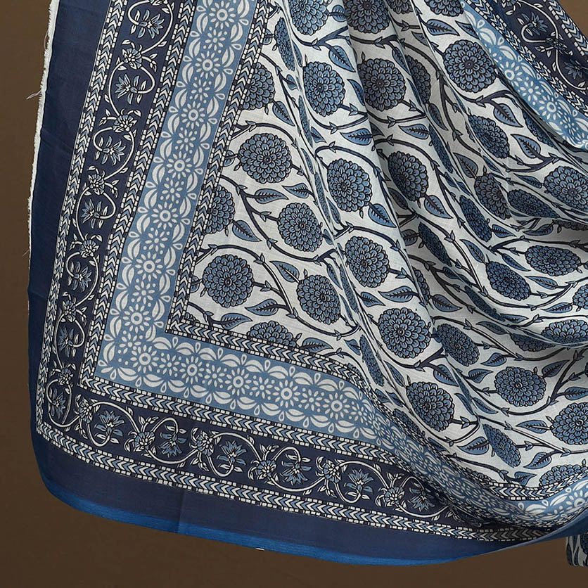Blue - 3pc Sanganeri Block Print Cotton Dress Material 09
