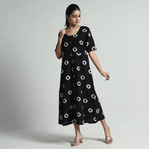Black - Pochampally Double Ikat Weave Cotton Dress