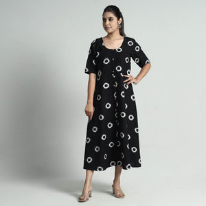Black - Pochampally Double Ikat Weave Cotton Dress