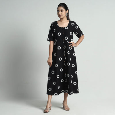 Black - Pochampally Double Ikat Weave Cotton Dress