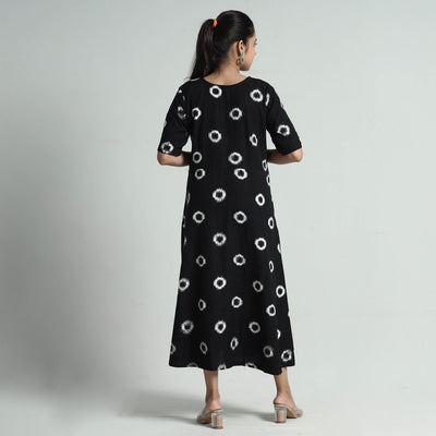 Black - Pochampally Double Ikat Weave Cotton Dress