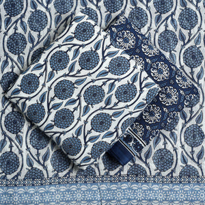 Blue - 3pc Sanganeri Block Print Cotton Dress Material 09