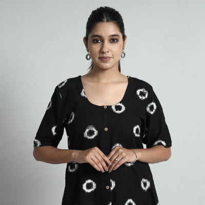 Black - Pochampally Double Ikat Weave Cotton Dress