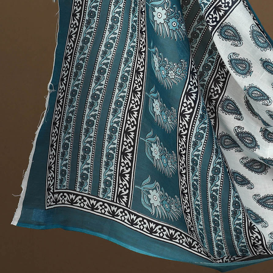 Blue - 3pc Sanganeri Block Print Cotton Dress Material 11