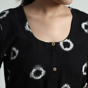 Black - Pochampally Double Ikat Weave Cotton Dress