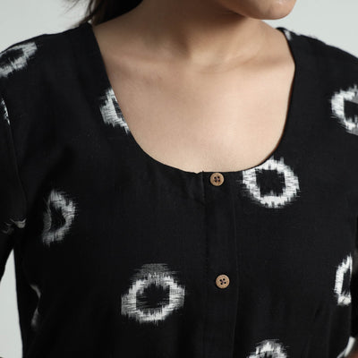 Black - Pochampally Double Ikat Weave Cotton Dress