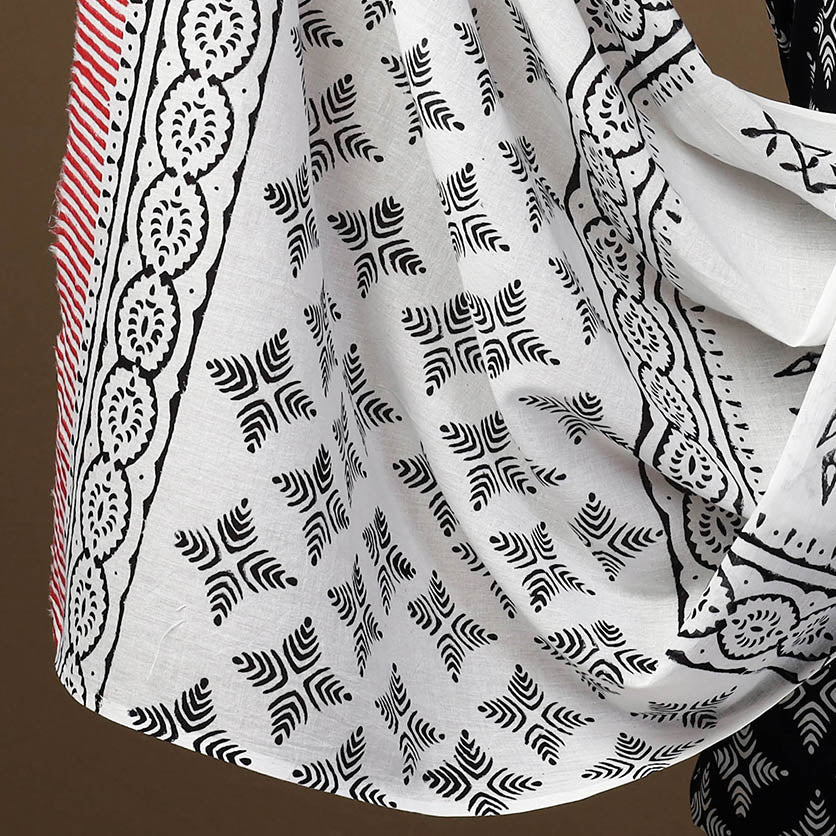 Black - 3pc Sanganeri Block Print Cotton Dress Material 13