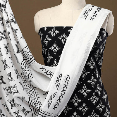 Black - 3pc Sanganeri Block Print Cotton Dress Material 13