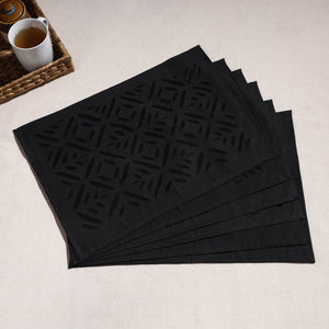 Black - Applique Cut work Cotton Table Mats (set of 6)