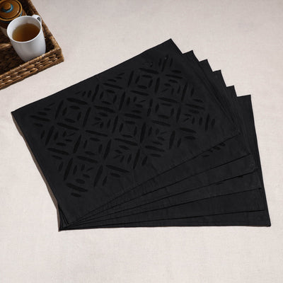 Black - Applique Cut work Cotton Table Mats (set of 6)