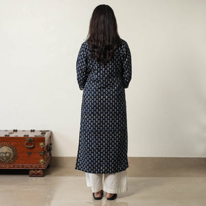 Black - Jahota Block Printed Cotton Straight Kurta 03