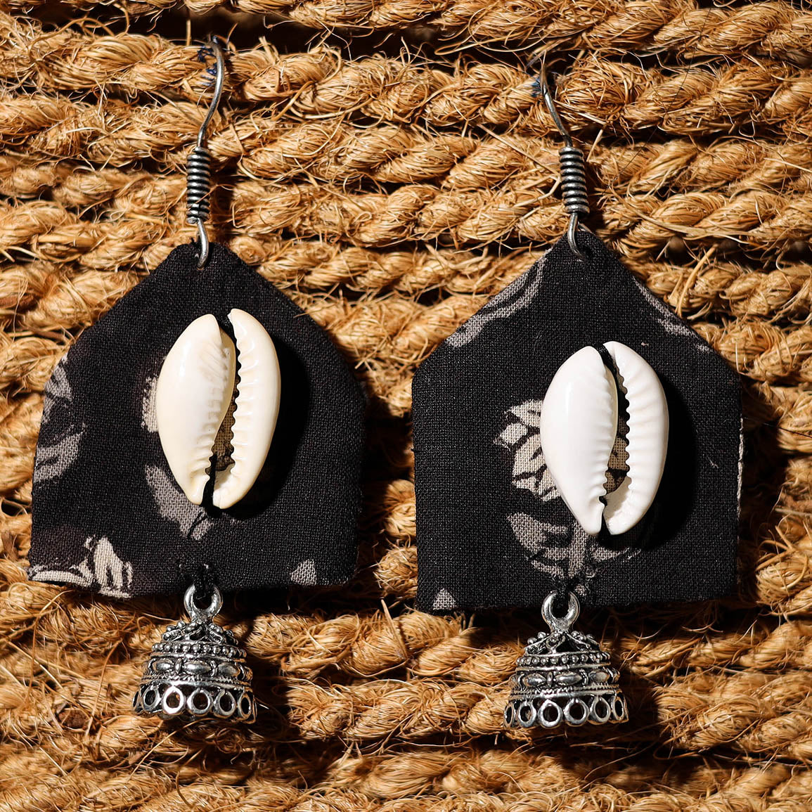 Akriti Handcrafted GS & Shell Work Fabart Earrings