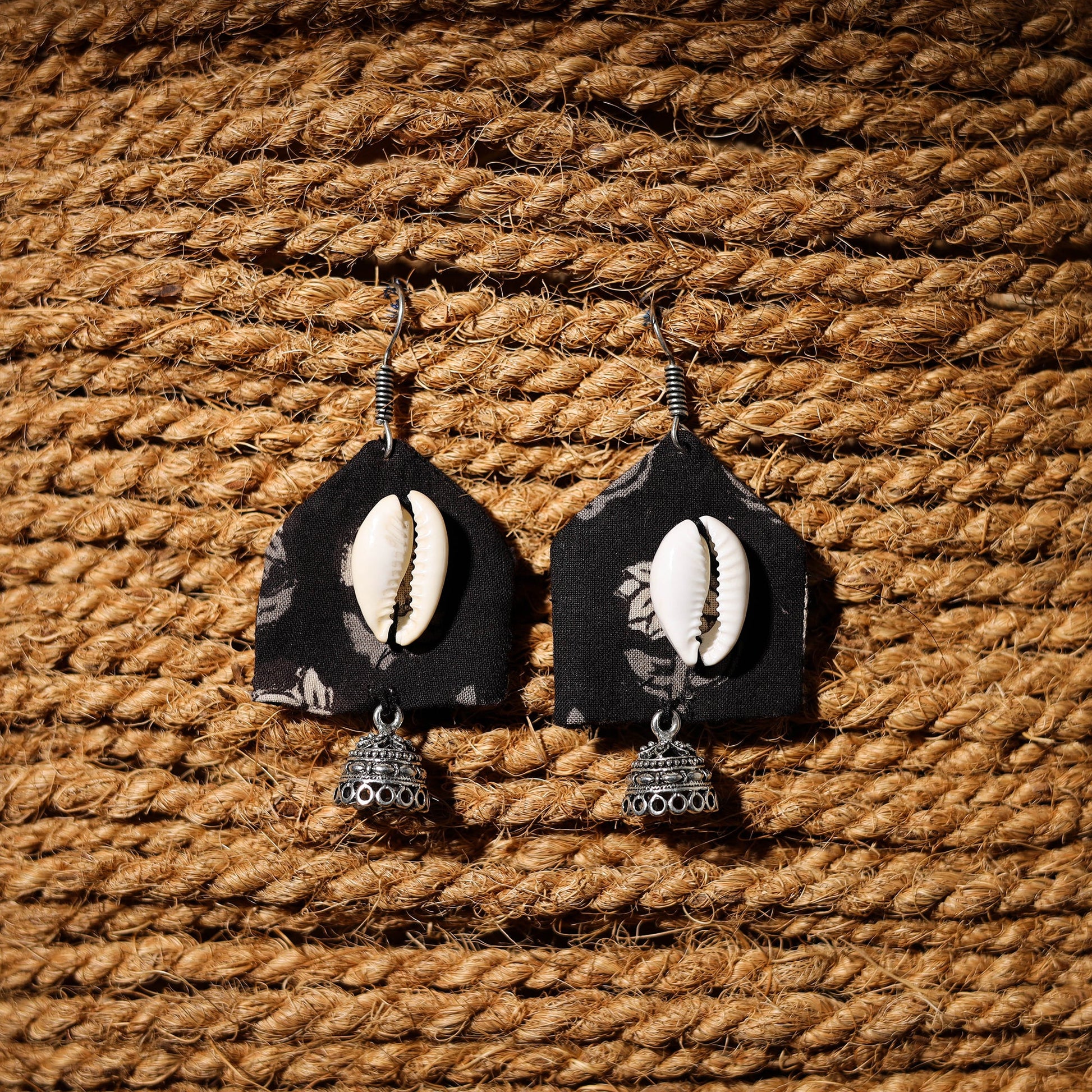 Akriti Handcrafted GS & Shell Work Fabart Earrings