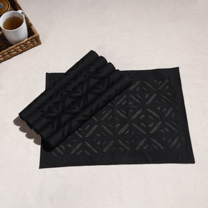 Black - Applique Cut work Cotton Table Mats (set of 6)