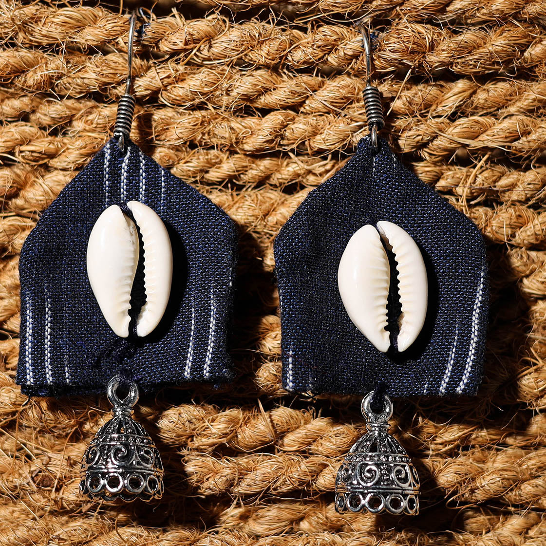 Anika Handcrafted GS & Shell Work Fabart Earrings