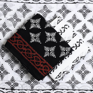 Black - 3pc Sanganeri Block Print Cotton Dress Material 13
